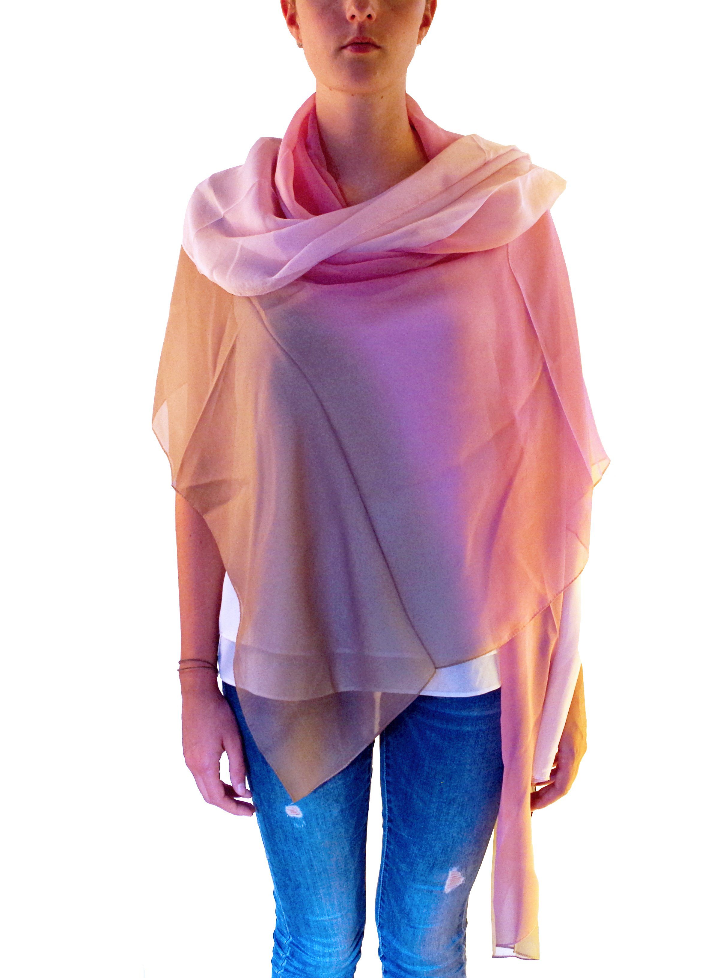 Posh Gear Seidenschal Seiden Schal Chiffon Tri-Color aus 100% Seide