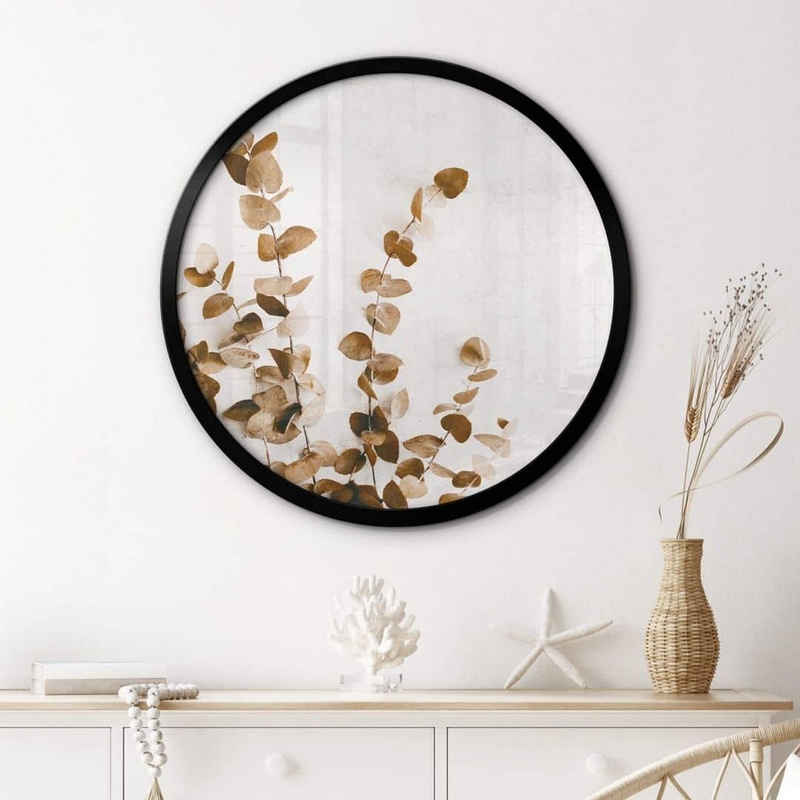 K&L Wall Art Poster Wandbild Poster Rund Fotografie Annie trockene Blätter Boho Herbst Deko, Wohnzimmer Kunstdruck floral