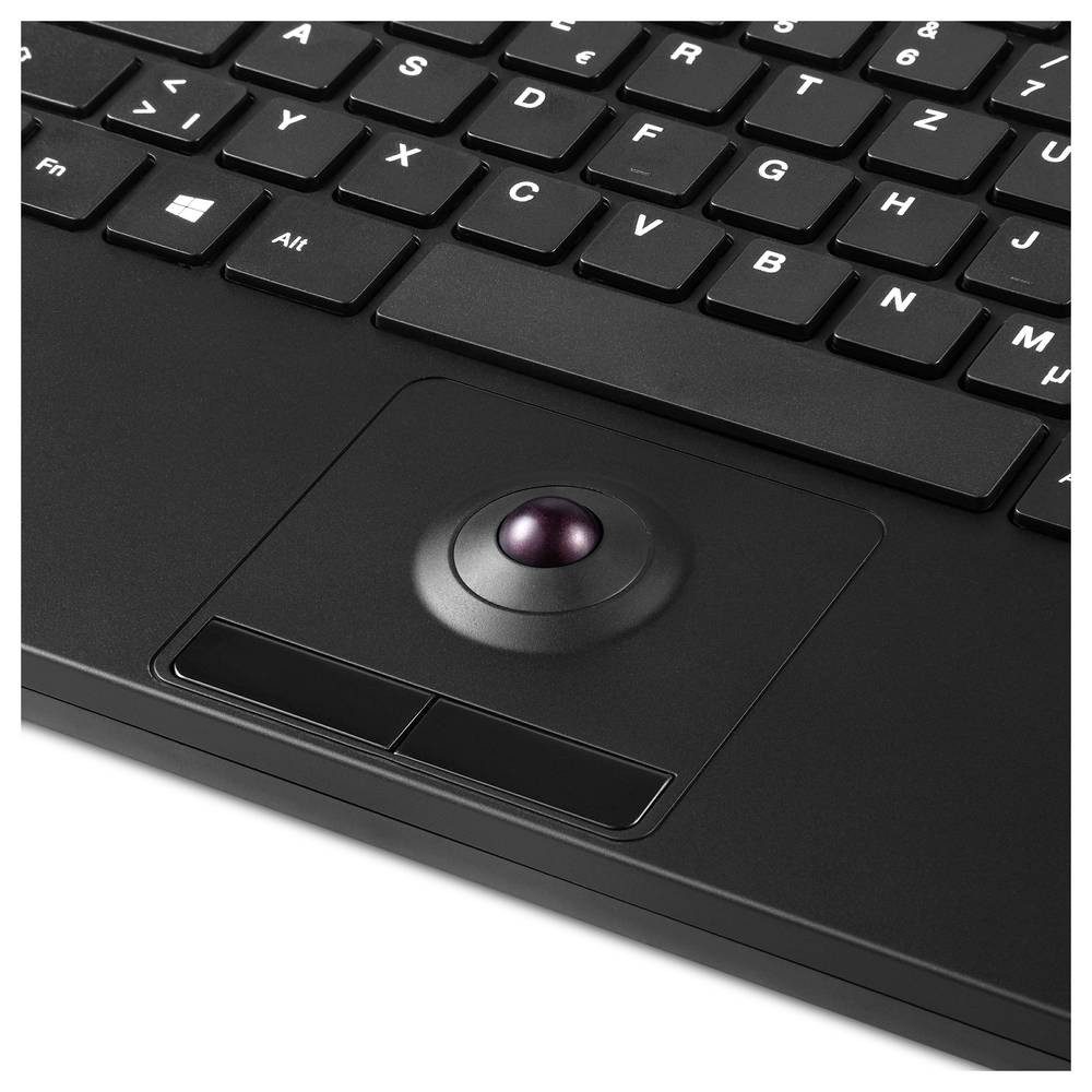 Perixx Wired Mini DE Keyboard with Trackball & 2 Hubs 12073 Tastatur (USB-Hub, mit Trackball)
