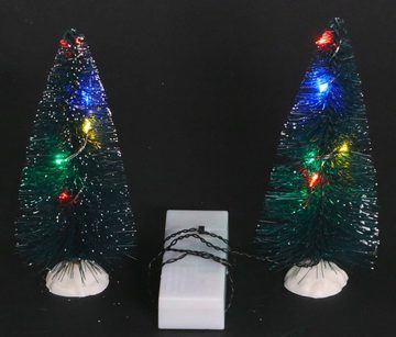 Koopman Künstlicher Weihnachtsbaum 3er Set Deko Schneetannen mit bunten LED Lichterketten