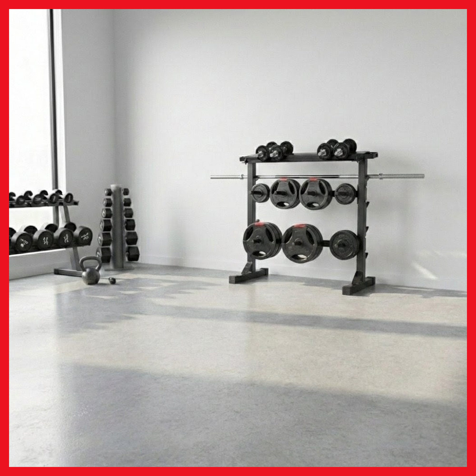 PeakPower Hantelscheibenständer Hantelscheibenständer incl.Hantelablage,Langhantelstangen-Kurzhanteln