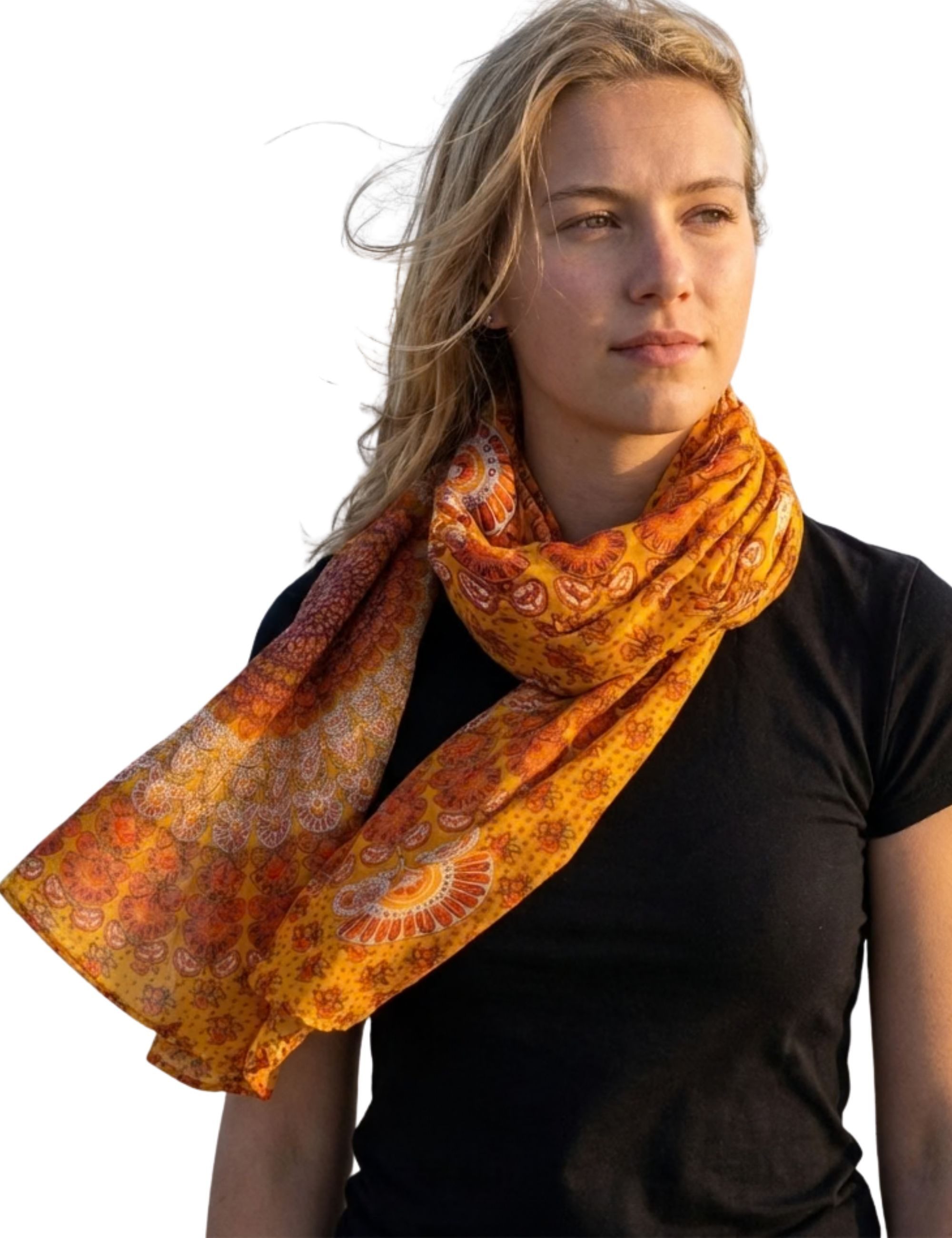 Halstuch Damen Schal Tuch Baumwolle Halstuch Sommer Scarf mit Blumen