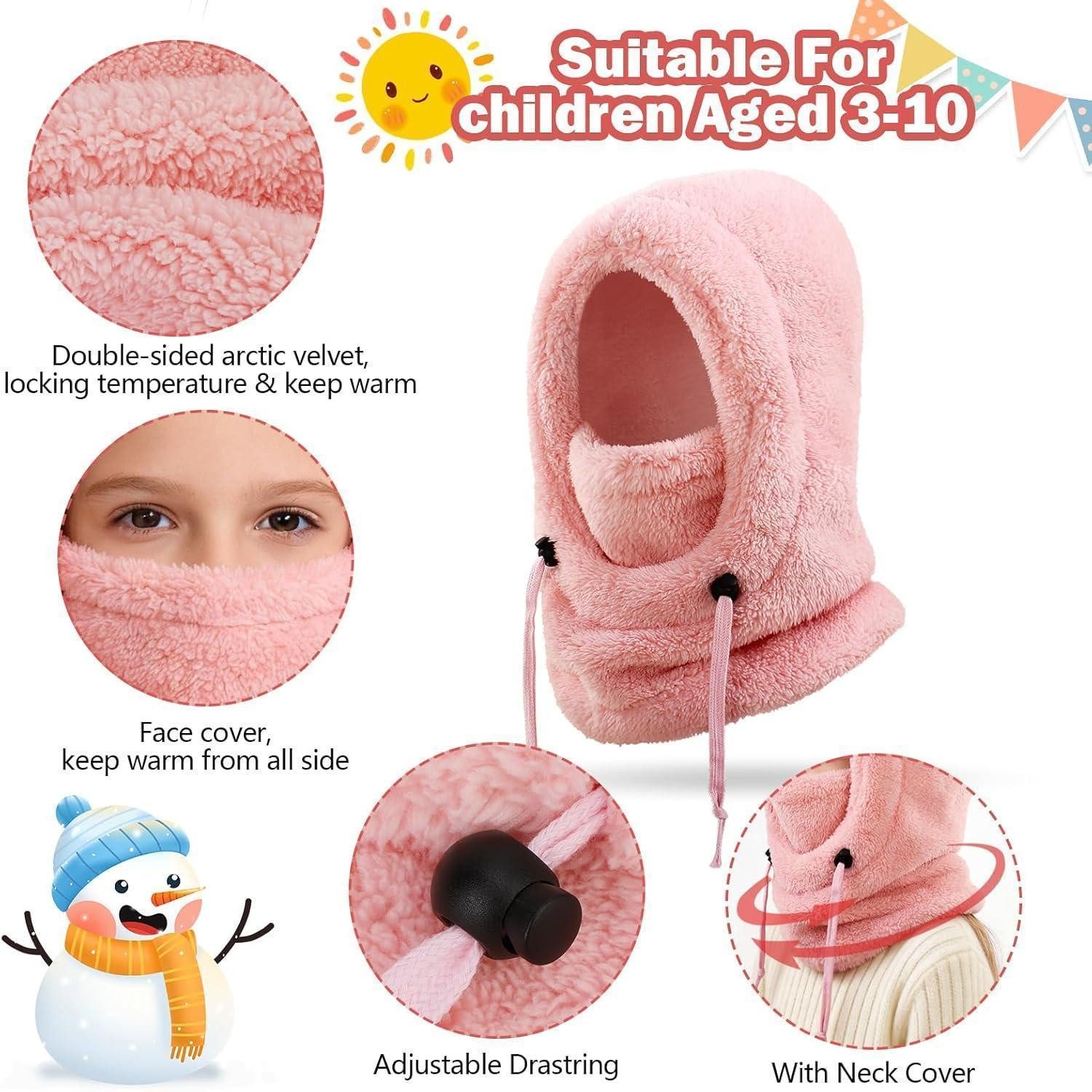 LuxusKollektion Sturmhaube Sturmhaube Kinder Thermo Fleece Skimaske Halswärmer Rosa
