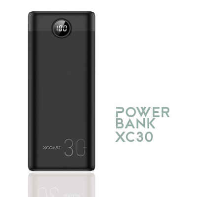 XCOAST XC30 30.000mAh Powerbank XC30 22,5W, externer Smartphone Akku, Ladegerät 30000 mAh (1 St), Quick Charge, Power Delivery, 2xUSB A, 1x USB C, Batterie