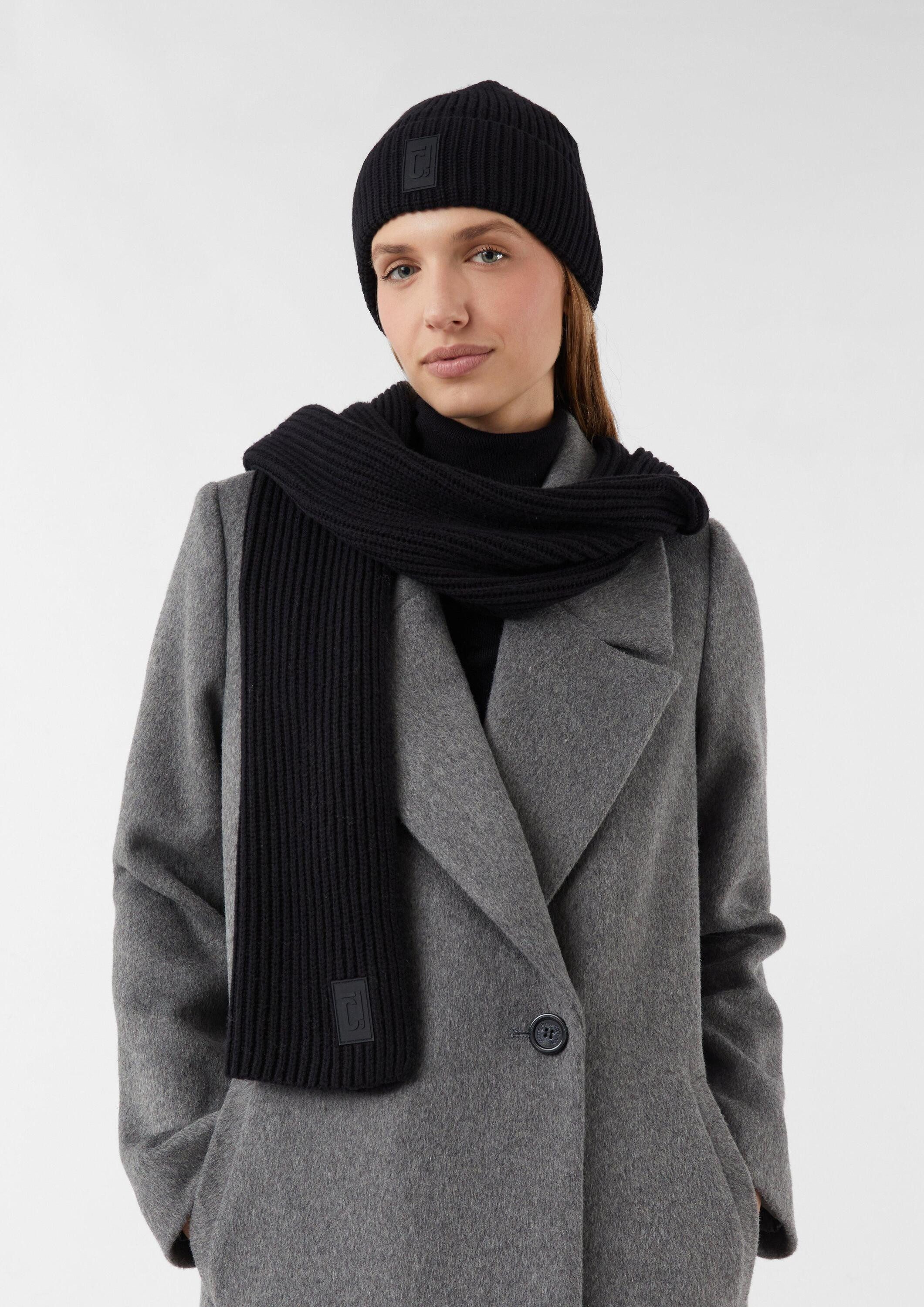 comma Schal Tuch, Weicher Strickschal mit Logo-Patch günstig online kaufen