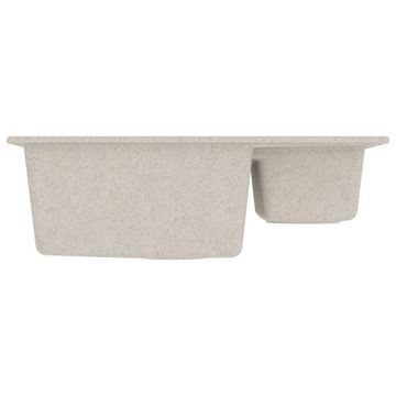 vidaXL Küchenspüle Spülbecken Küchenspüle mit Überlauf Doppelbecken Beige Granit, 58/44 cm