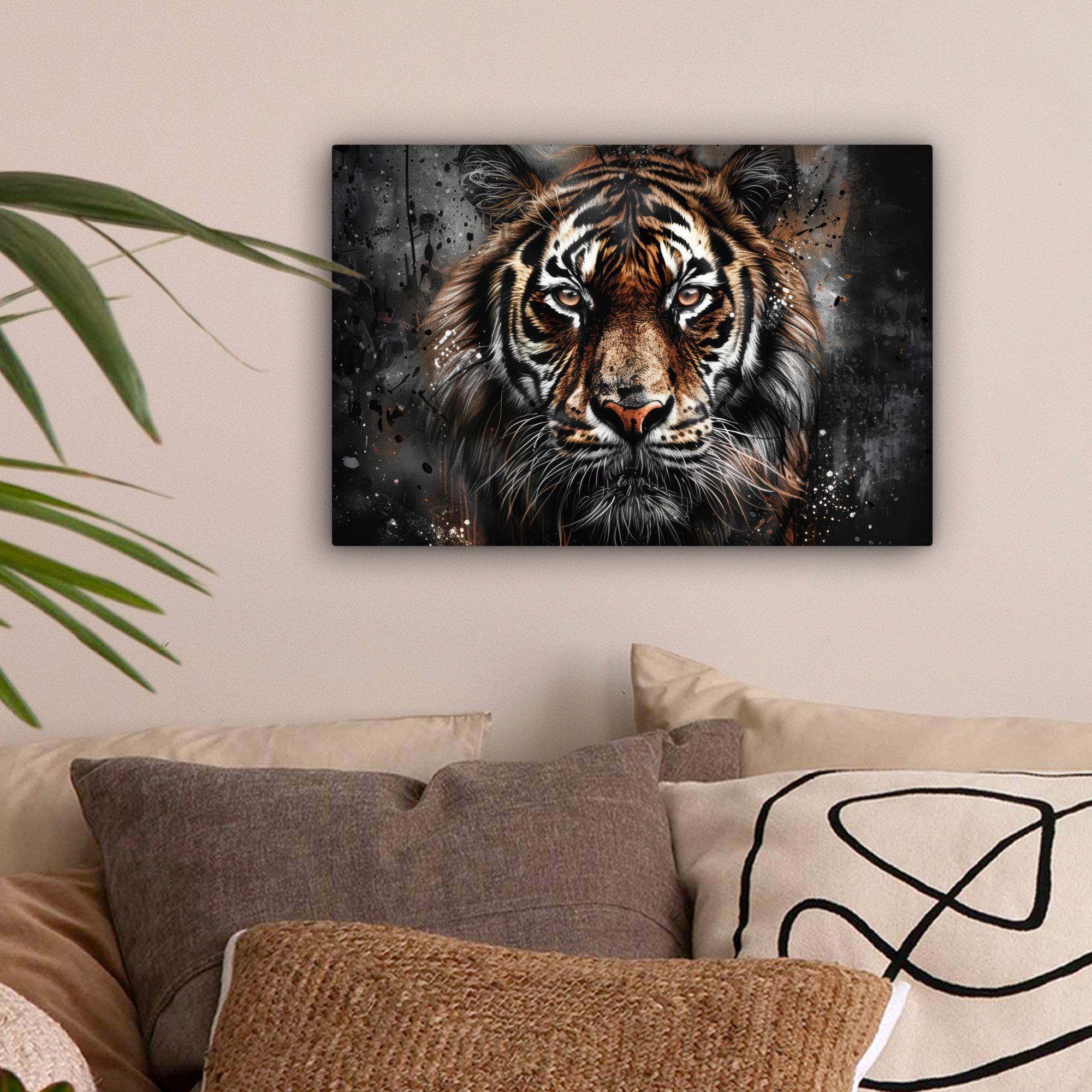 OneMillionCanvasses® Leinwandbild Tiger - Tiere - Porträt - Luxus - Schwarz günstig online kaufen