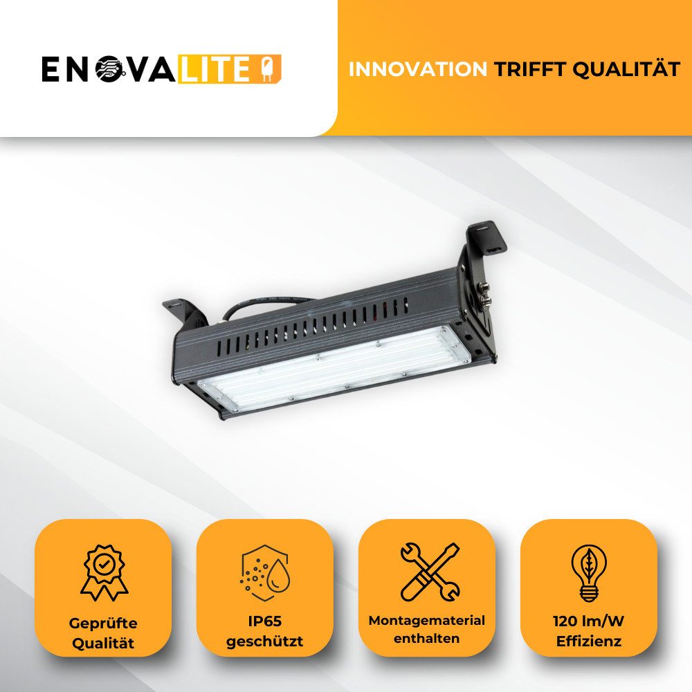 ENOVALITE LED Arbeitsleuchte LED-HighBay, linear, 50 W, 6000 lm, 5000 K (neutralweiß), IP65, LED fest integriert, Tageslichtweiß, neutralweiß