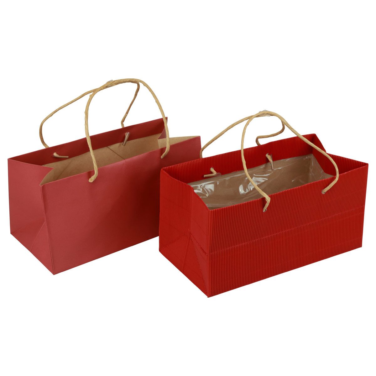 Viana Tragetasche Rote Geschenktüten mit Griffen aus Papier 24x12x12cm - 6er, 6 Stück