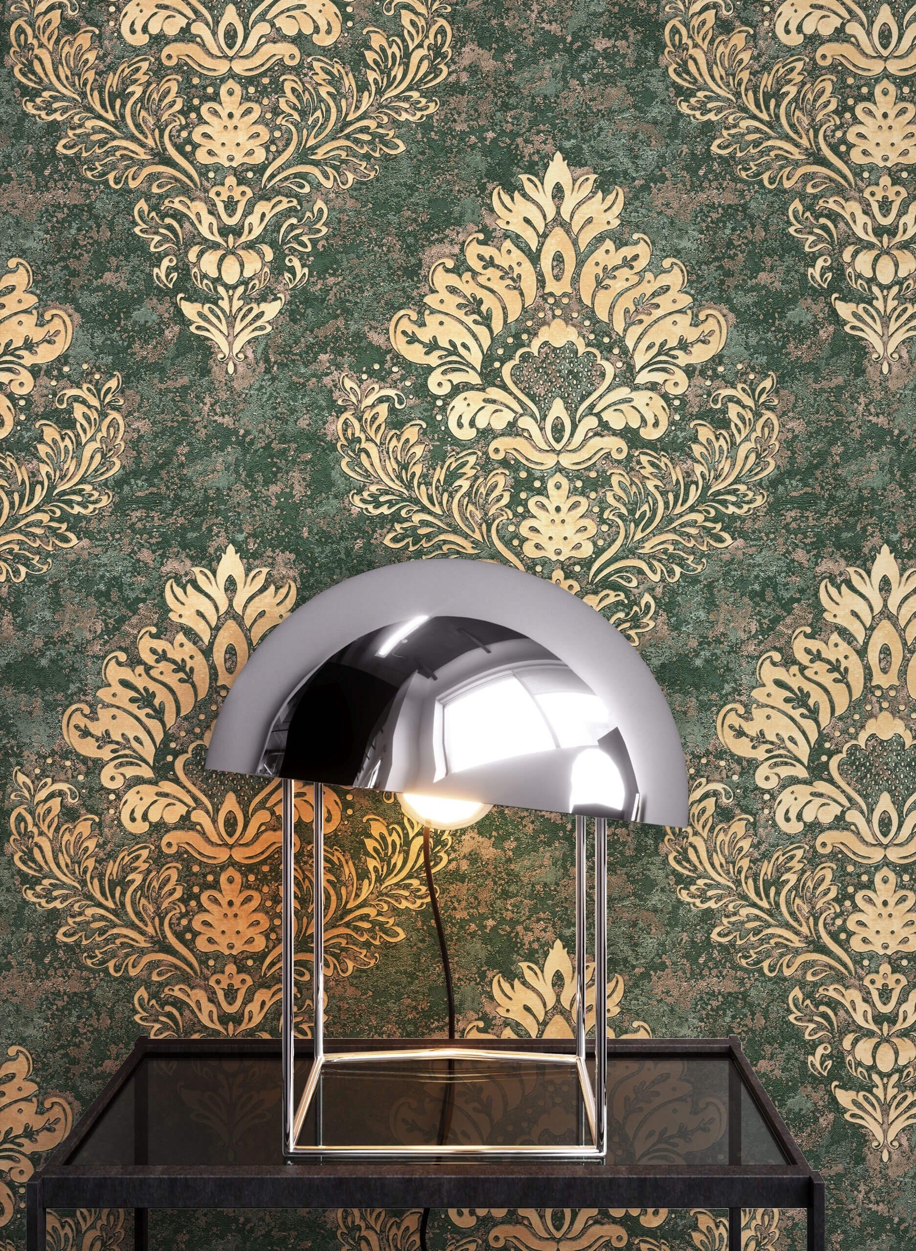 NEWROOM Vliestapete creme Muster Tapeten der 50er Art Deco Vlies  Glamour 3D Opt 