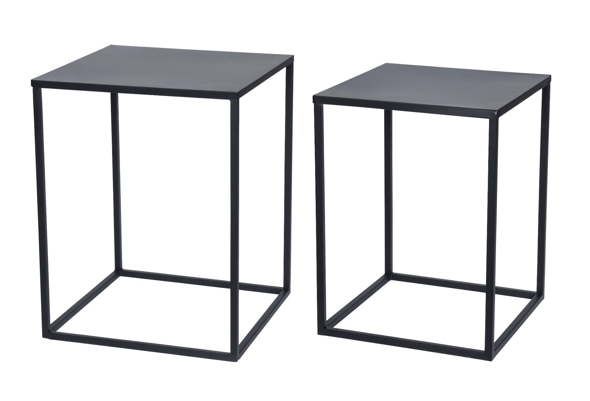Spetebo Beistelltisch Metall Beistelltisch schwarz - 2er Set (2er Set, 2-St., Metall Tische), 2er Set schwarze Beistelltische aus Metall