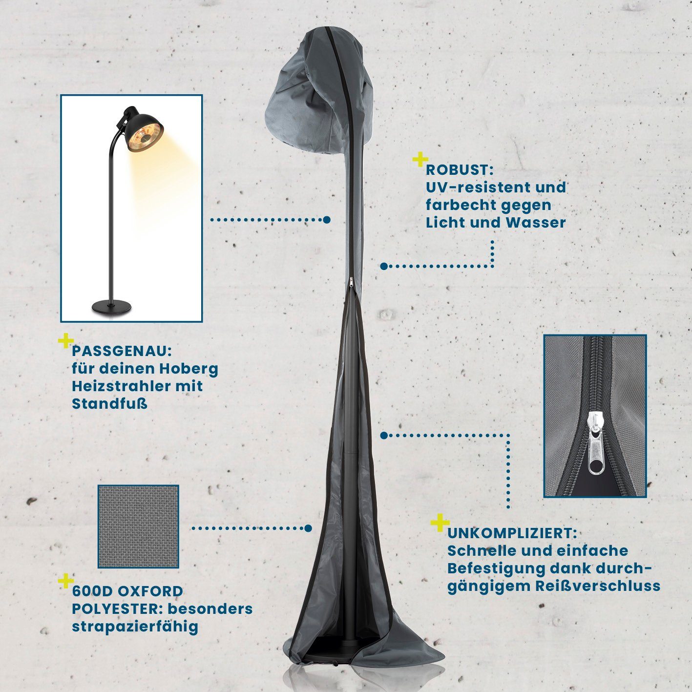 mit Hoberg Wetterschutzhülle Heizstrahler für Hoberg Schutzhülle Standfuß Gartenmöbel-Schutzhülle (1-St), Heizstrahler