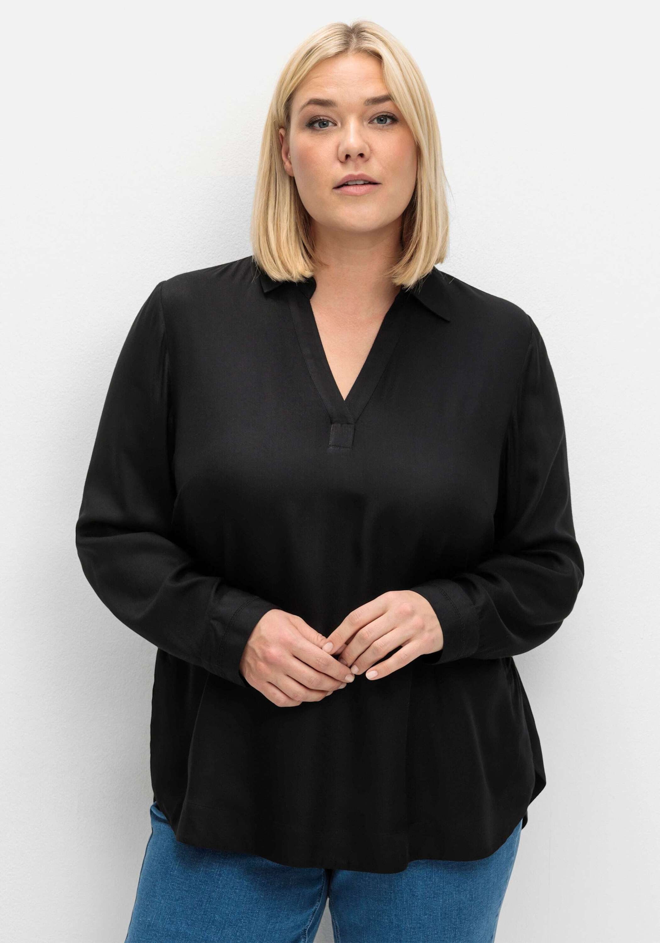 Sheego Klassische Bluse Tunika Langarm