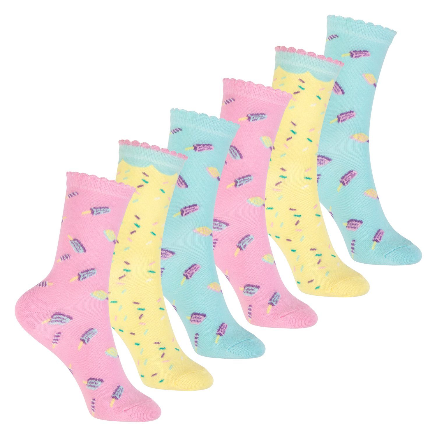 Footstar Basicsocken Bunte Baumwoll Socken für Kinder (6er Pack) Pastell