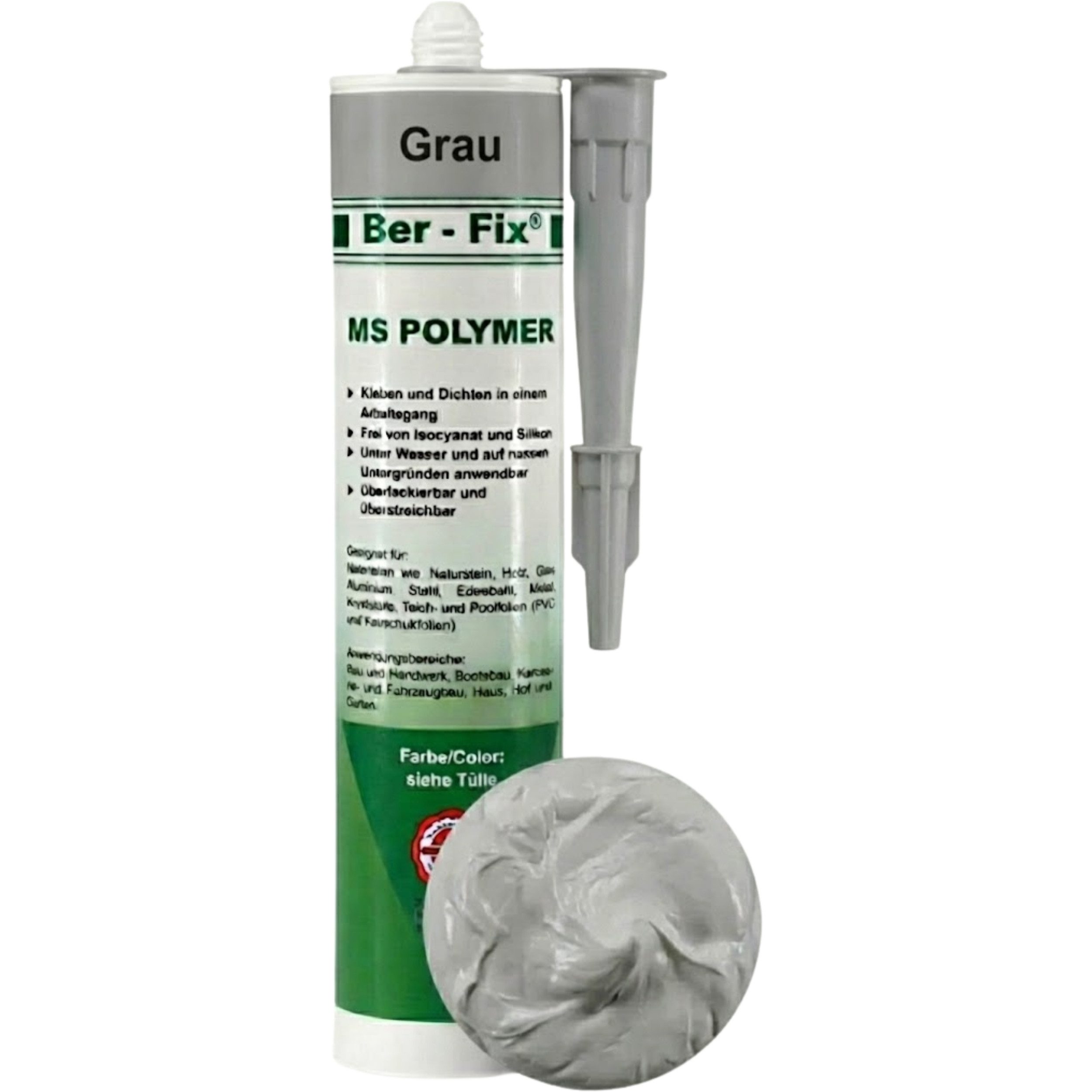 Ber-Fix Montagekleber MS Polymer Grau BFX-11026-G, (1-tlg), für Sichtbeton & Naturstein, UV-fest