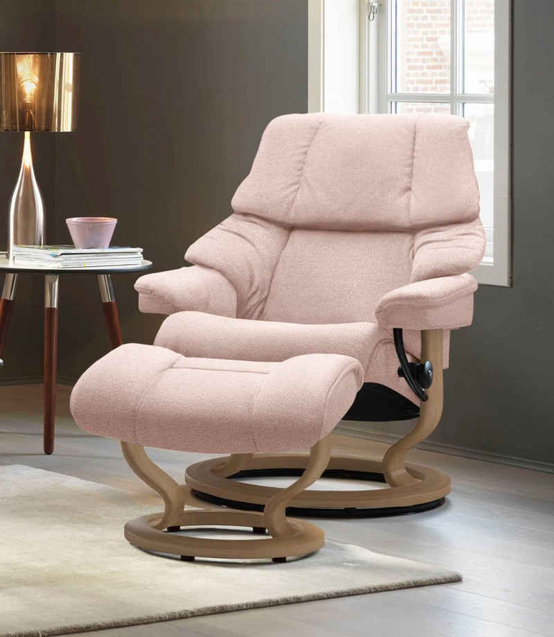 Stressless® Relaxsessel Reno (Set, Relaxsessel mit Hocker), mit Hocker, mit Classic Base, Größe S, M & L, Gestell Eiche