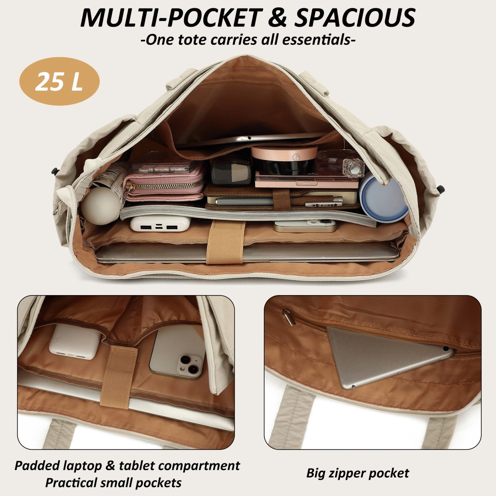 TAN.TOMI Umhängetasche Handtasche gesteppte Tragetasche Messenger Laptop Tasche, Mit Laptopfach und Reißverschluss für Schule Arbeit Reisen
