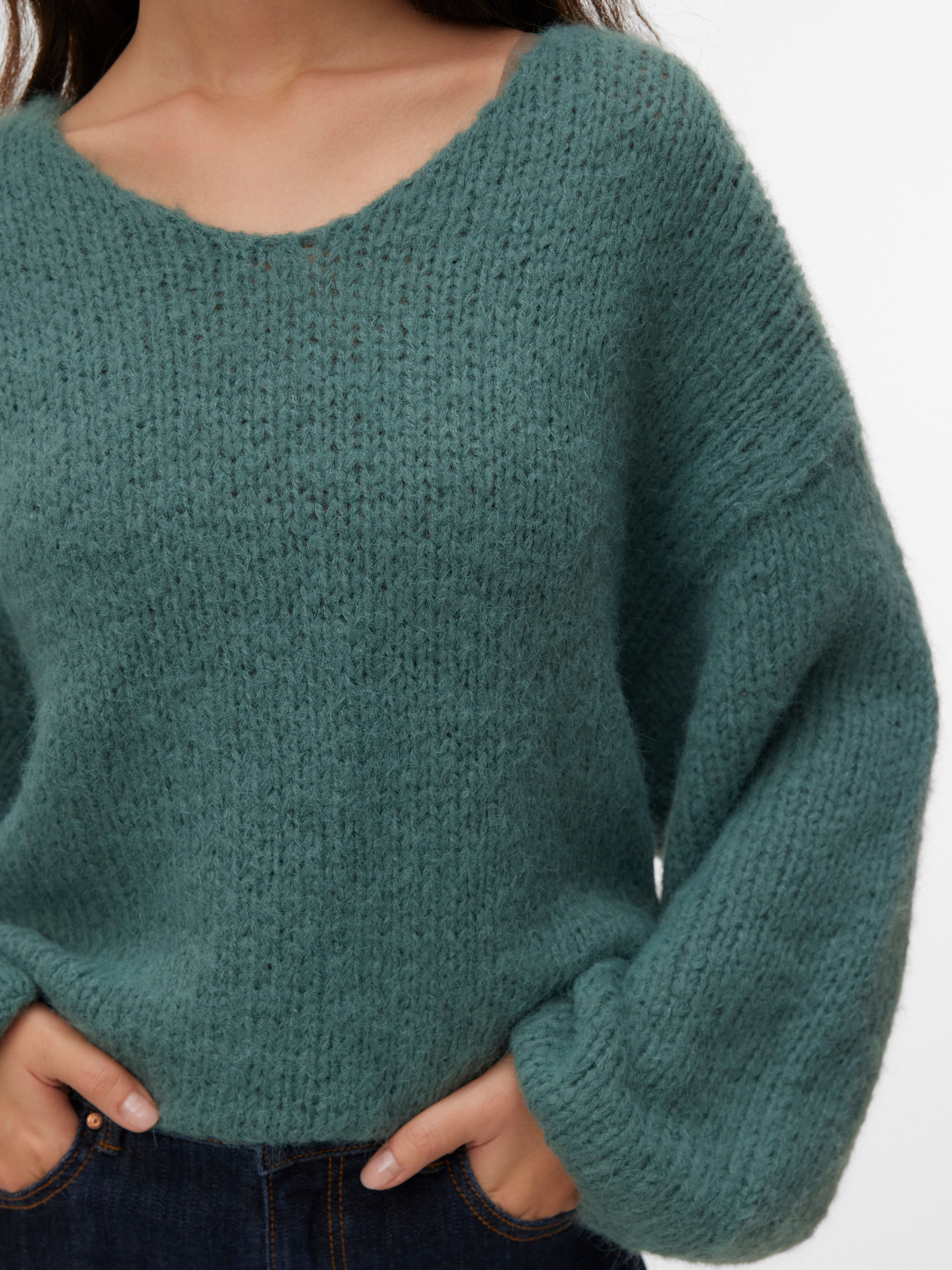 Vero Moda Strickpullover VMMAYBE LS 2WAY V-NECK PULLOVER NOOS Kunstfaser, locker geschnitten, V-Ausschnitt