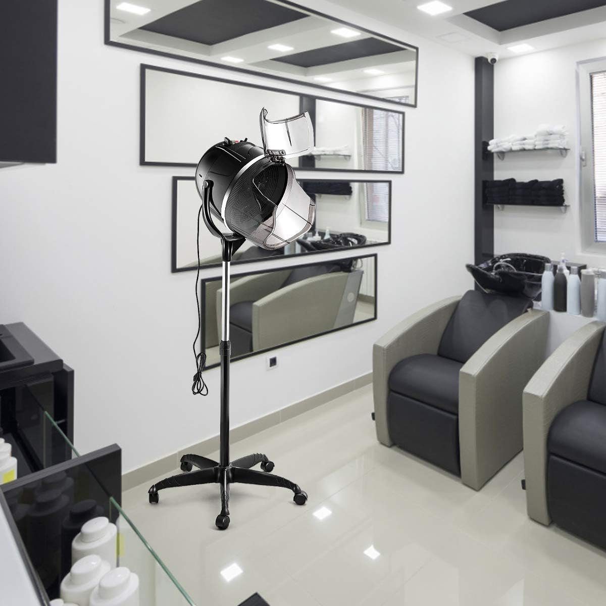 KOMFOTTEU Haartrockenhaube Trockenhaube 125-160cm höhenverstellbar, mit Timing-Funktion und Temperaturregelung