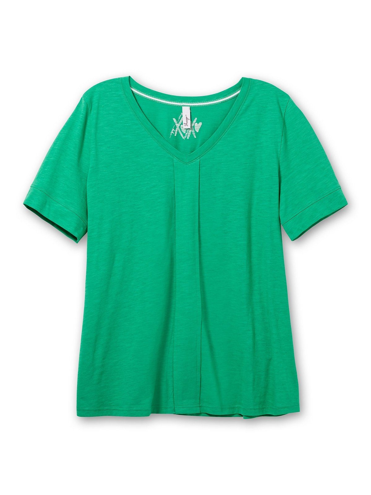 Sheego T-Shirt Große Größen mit vorne blattgrün Falte dekorativer