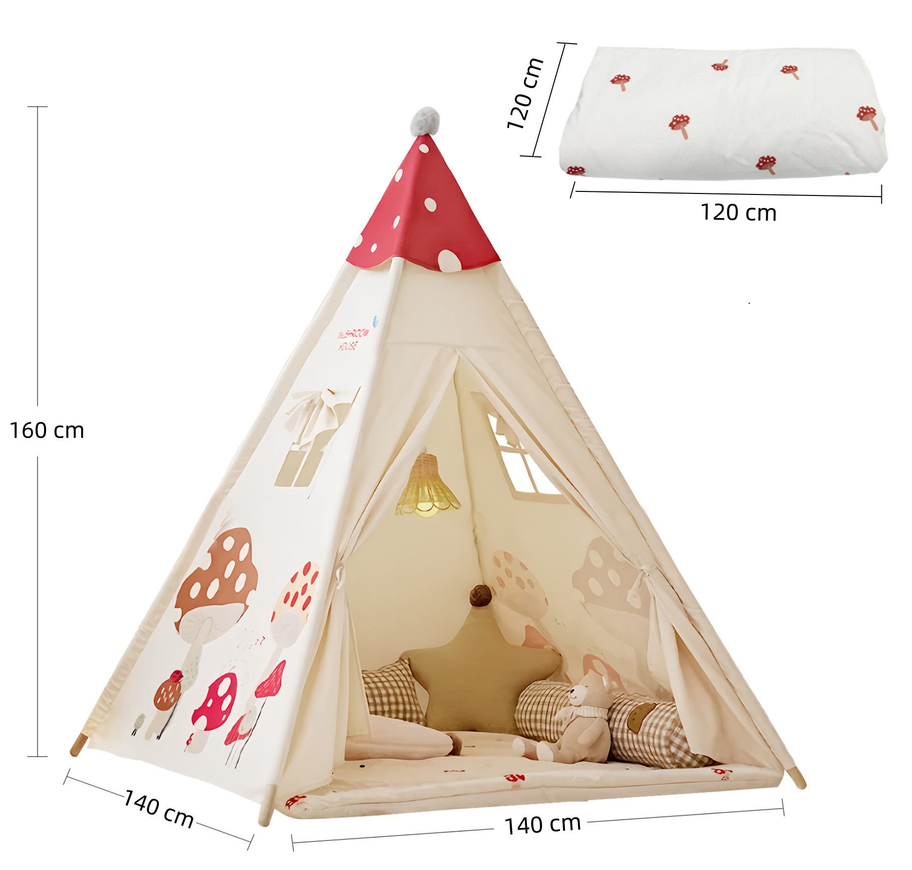 SEHAUSEU Spielzelt Tipi-Zelt Kinderzelt Spielhaus mit Bodenmatte günstig online kaufen