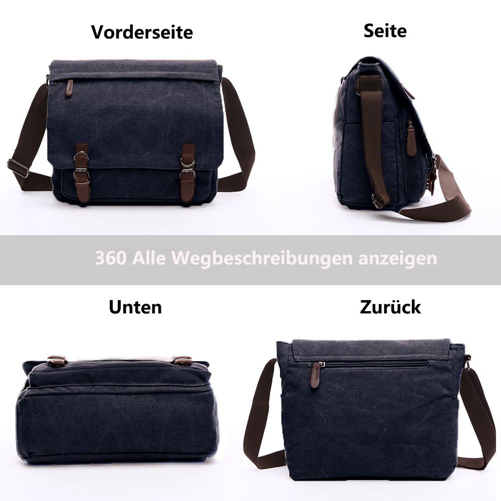 Messenger Schultertasche GelldG Bag Laptoptasche Kuriertasche Schultertasche, Umhängetasche Schwarz