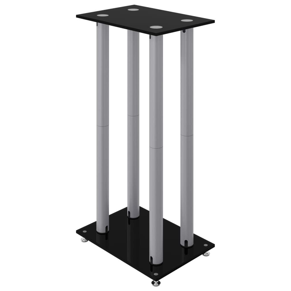 vidaXL Lautsprecherständer Lautsprecher-Ständer 2 Stk. Schwarz & Silbern Hartglas 4 Säulen – Bild 4 von 5