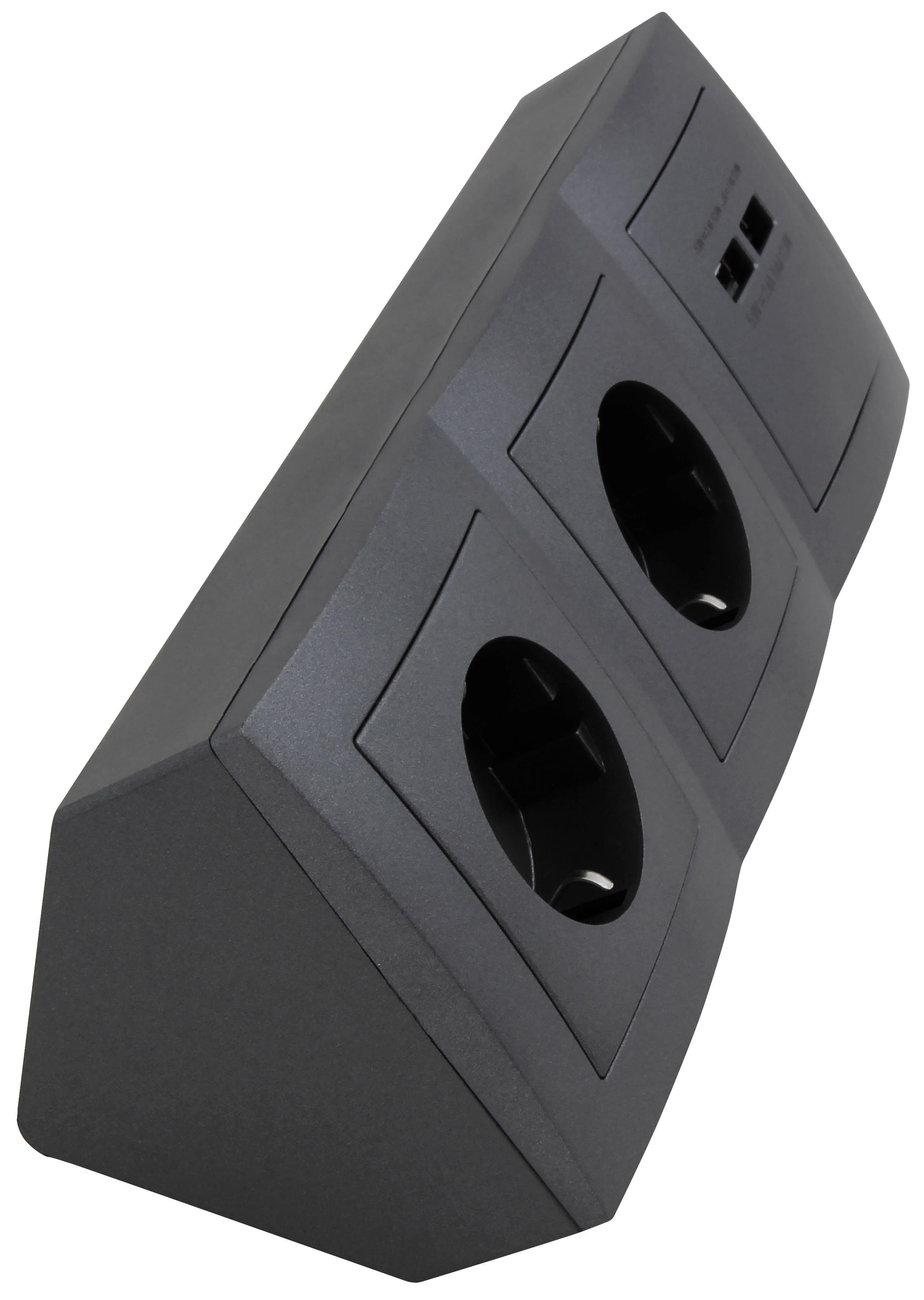 McPower Steckdosenblock McPower ''Flair'' anthrazit, 2-fach Schutzkontakt + Mehrfachsteckdose