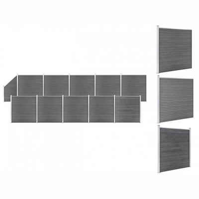 vidaXL Gartentor WPC Zaun-Set 10 Quadrate 1 Schräge 1830x186 cm Grau