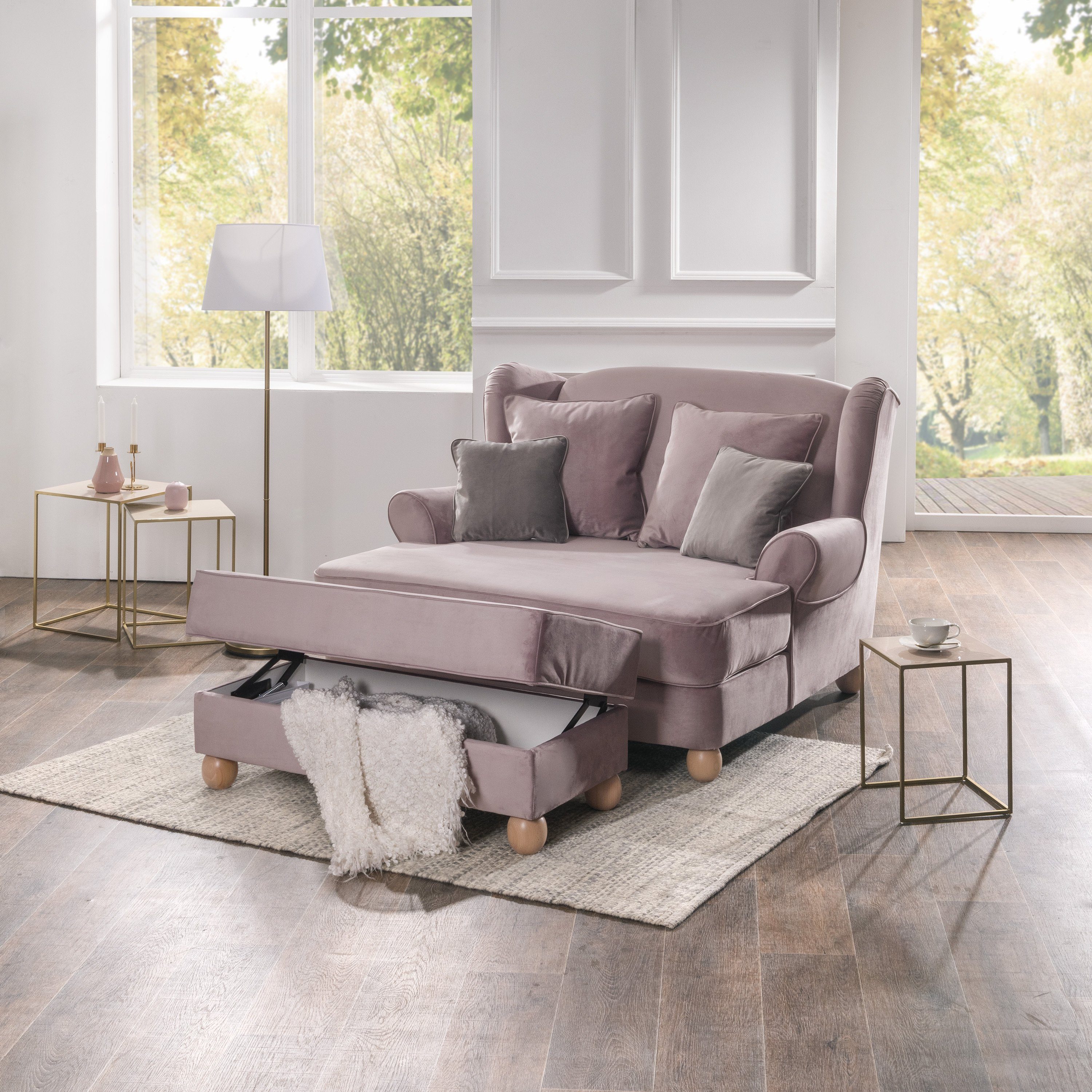 Max Winzer® Sessel Harvard, Big-Sessel inkl. 4 Zierkissen 2x 55x55 und 2x 40x4 Samt