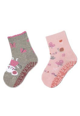 Sterntaler® ABS-Socken Glitzer Flitzer AIR 2er-Pack Maus (2-Paar) Söckchen - Babysöckchen, Glitzer Flitzer AIR Doppelpack Maus mit rutschfester Sohle - Kindersöckchen, Stoppersocken Mädchen mit Vollplüsch im Sohlenbereich und Motiv Maus - Kindersocken mit rutschfester Sohle