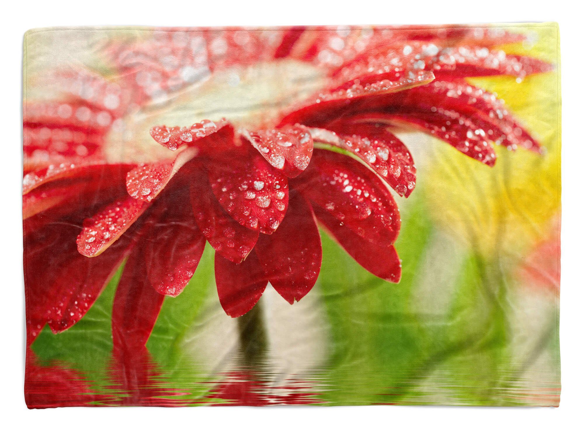 Sinus Art Handtücher Handtuch Strandhandtuch Saunatuch Kuscheldecke mit Fotomotiv Rote Blume Blüte W, Baumwolle-Polyester-Mix (1-St), Handtuch | Saunahandtücher