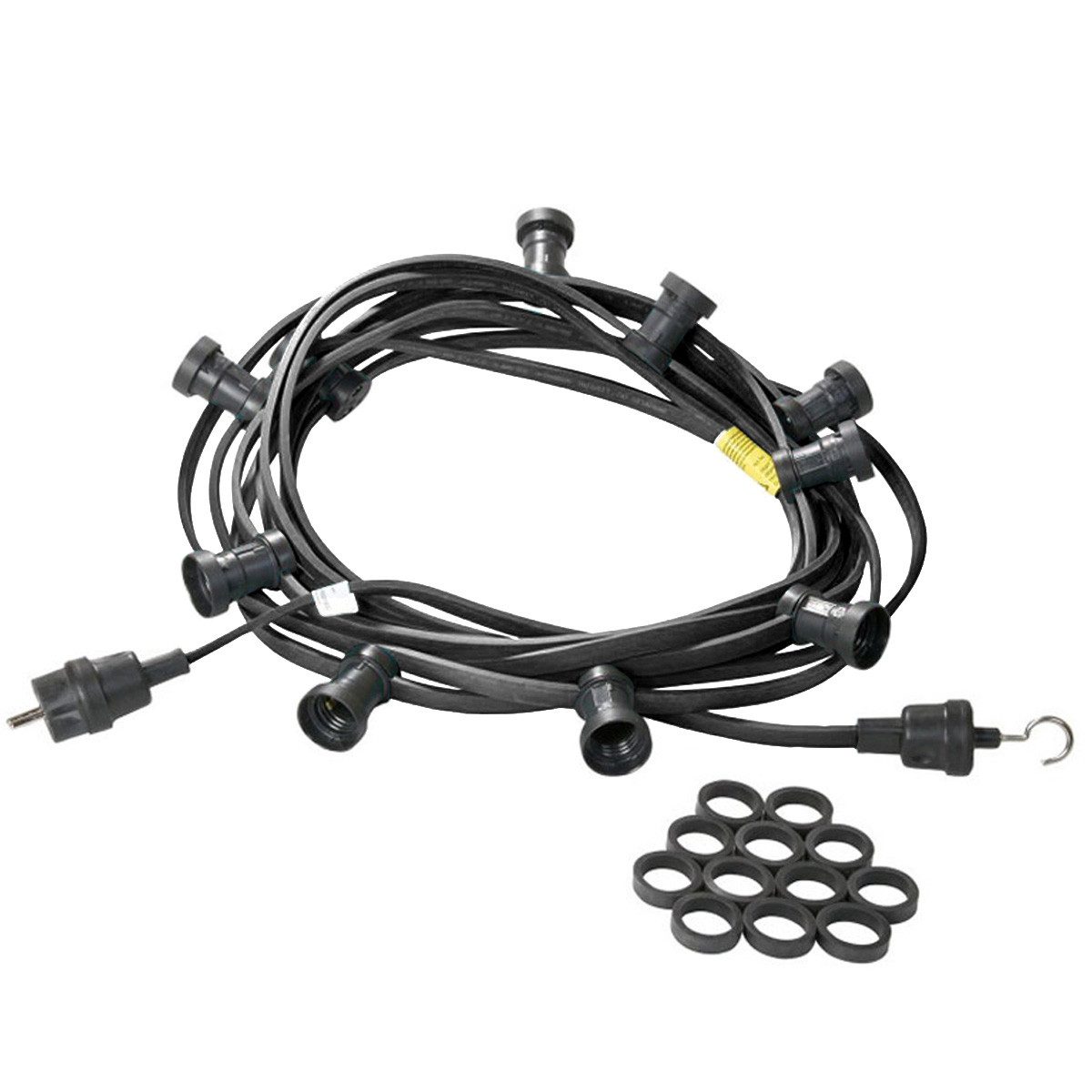 SATISFIRE Lichterkette Illu Party Garten Außenlichterkette 10m schwarz 10xE27 Made in Germany, 10-flammig