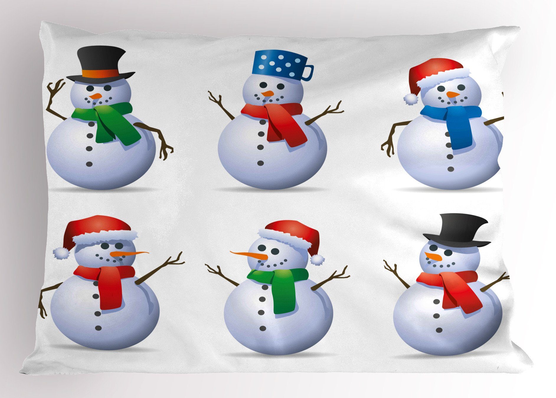 Gedruckter Size Dekorativer Kissenbezug, Stück), (1 King mit Weihnachten Schneemann Abakuhaus Hüten Kissenbezüge Standard