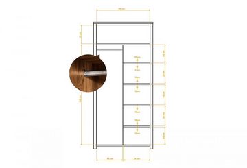 Natur24 Kleiderschrank Kleiderschrank Tinci Kernbuche 100x60x212 mit 2 Türen und Holzbeinen