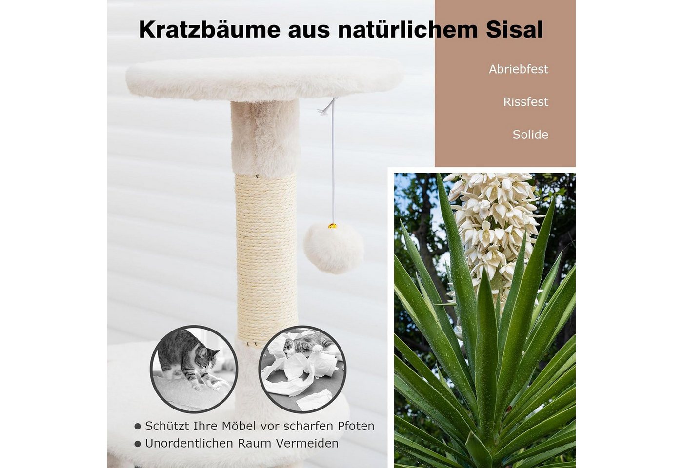 Thumbnail - KOMFOTTEU Kratzbaum Katzenbaum, mit Katzenhaus, 77,5x49x132 cm