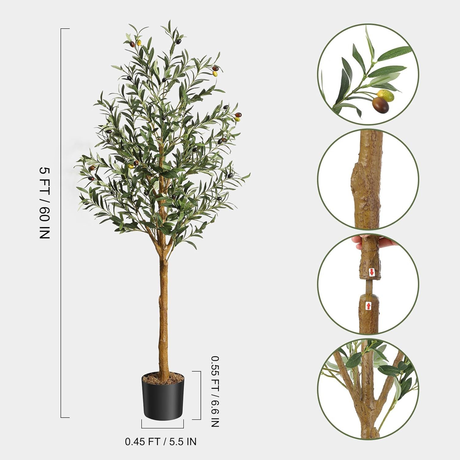 Kunstbaum Künstlicher Olivenbaum,mit Moos,schwarzer Anzuchttopf, GarveeMore günstig online kaufen