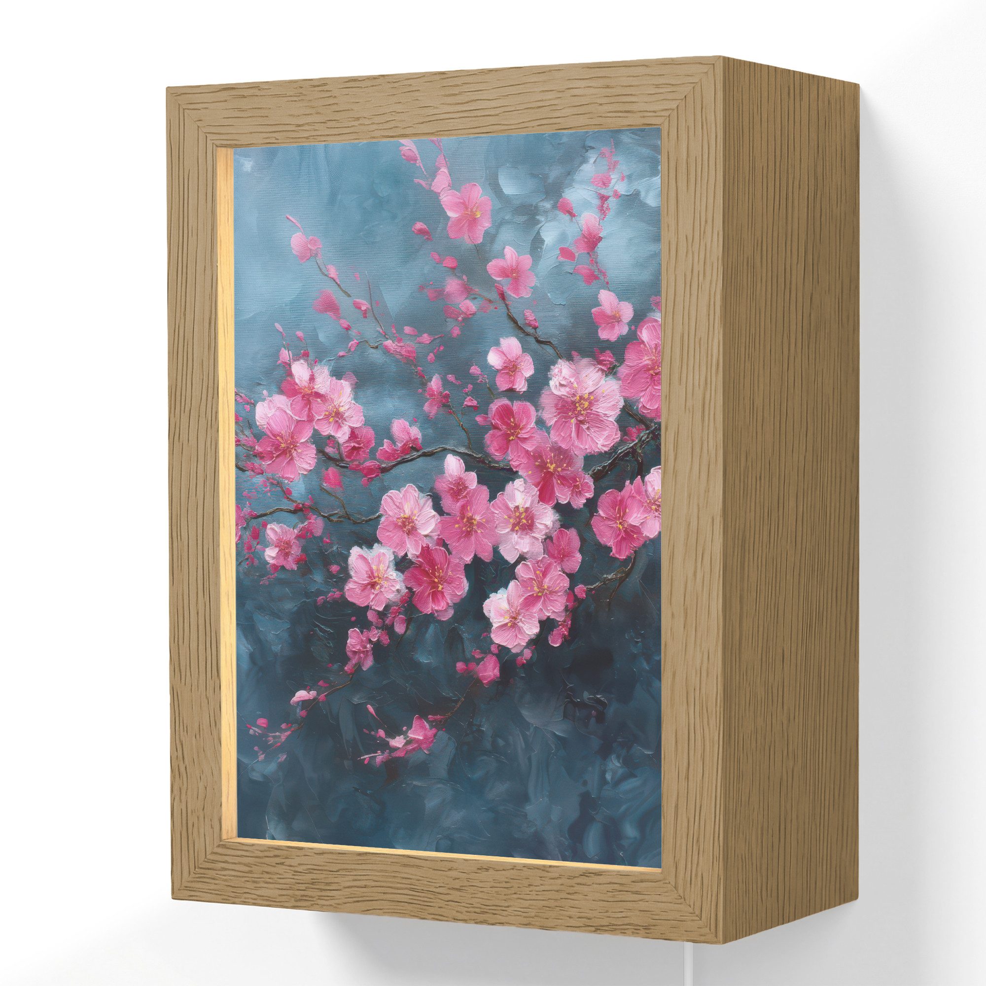 OnlyWow Wandleuchte Lightframe Blume - Blüten - Rosa - Abstrakt, Dimmbar, Farbwechsel, LED, Warmweiß, Kaltweiß, Neutralweiß Einstellbar, Wandlampe Innen, Dimmbar, mit Kabel, LED, Beleuchtung, Wohnzimmer