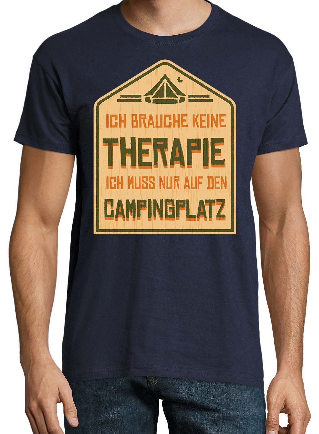 Auf Navyblau mit Campingplatz T-Shirt Den Herren Frontprint Ich Muss lustigem Youth Shirt Camping Designz