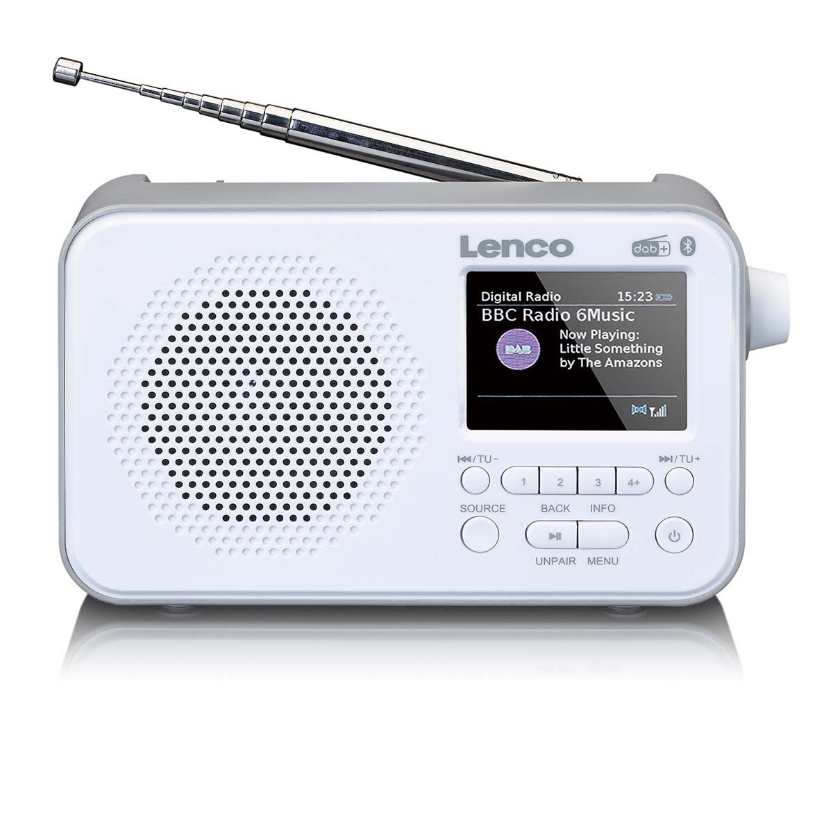 Lenco PDR-036WH Radio (DAB+ Radio,FM Radio,Tragbares Radio, 2 W, DAB+, FM, Bluetooth für Musikgenuss, für Zuhause und unterwegs)