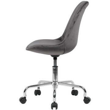 Amstyle Drehstuhl SPM1.420 (Schreibtischstuhl Dunkelgrau Samt ohne Armlehnen), Schalenstuhl mit Rollen 110 kg, Arbeitsstuhl