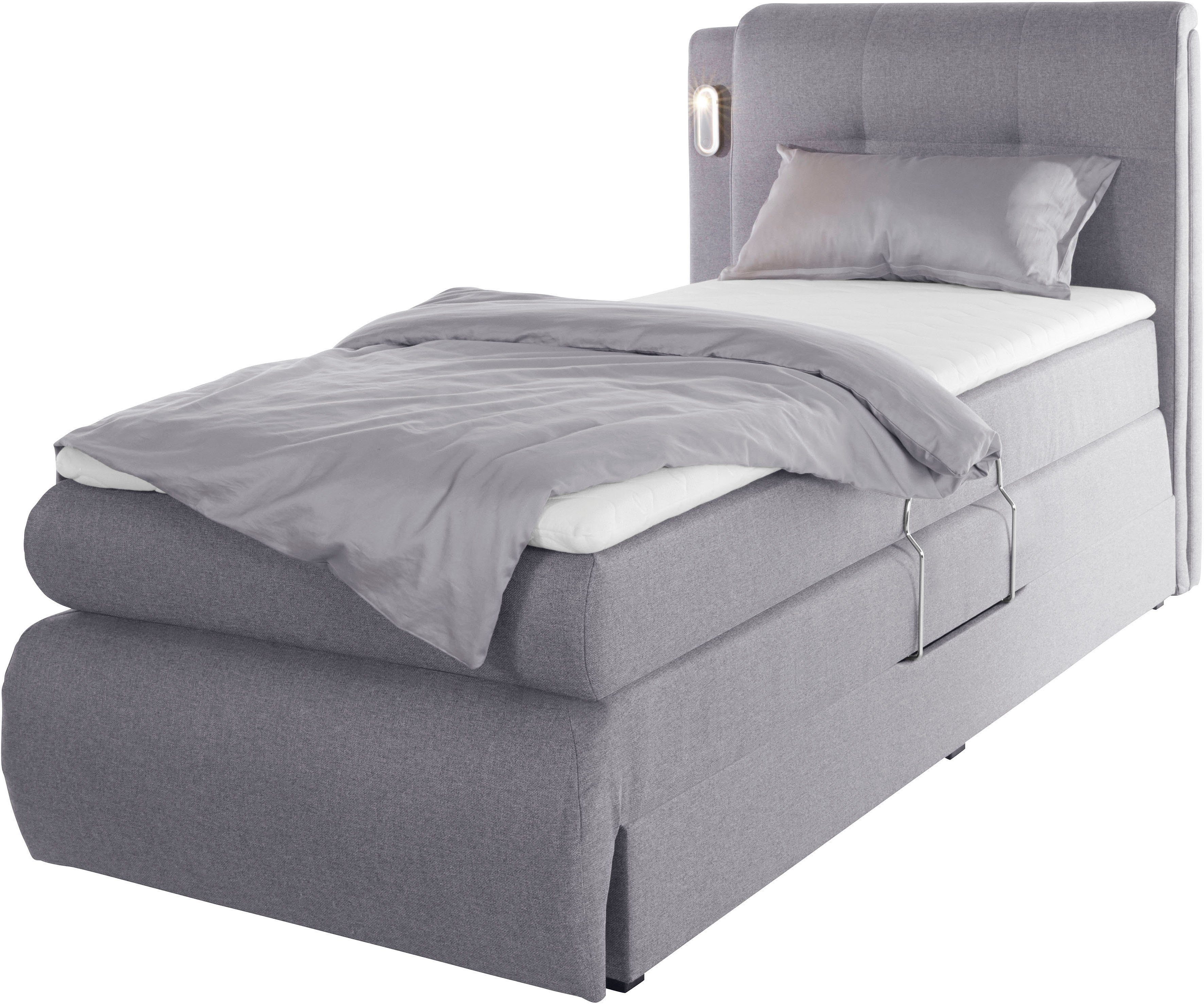 Borna, COLLECTION inklusive und Bettkasten, LED-Beleuchtung hellgrau Topper Boxspringbett AB