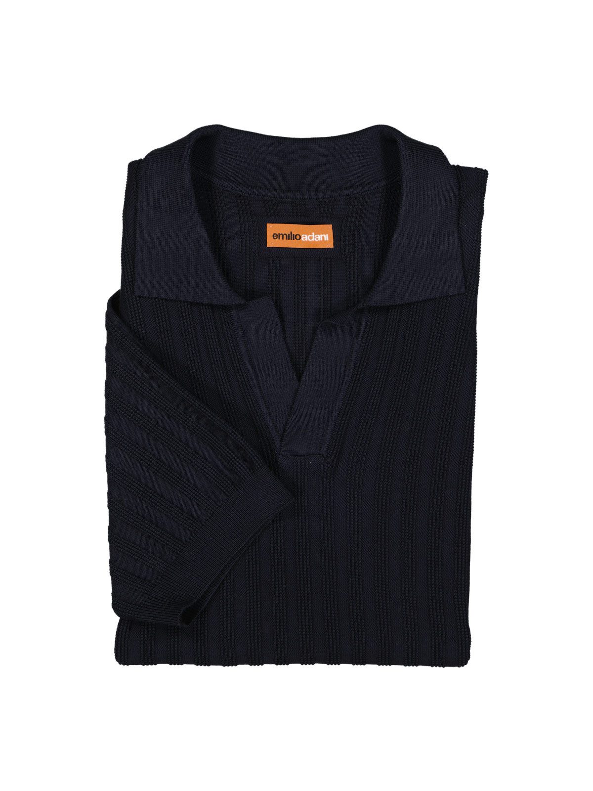 emilio adani Strickpullover Herren Modisches Strickpolo, Saphirblau