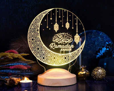 Geschenkelampe LED Nachttischlampe Ramadan Kareem Islamistische Deko Geschenk für Muslimischen Freunde, Leuchte 7 Farben fest integriert, Allah Islamisches Kalligraphie, Ramadan Geschenk, Ramadan Deko