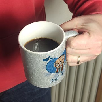 speecheese Tasse Lieblingsopa Glitzer-Kaffeebecher mit Opa im Herz