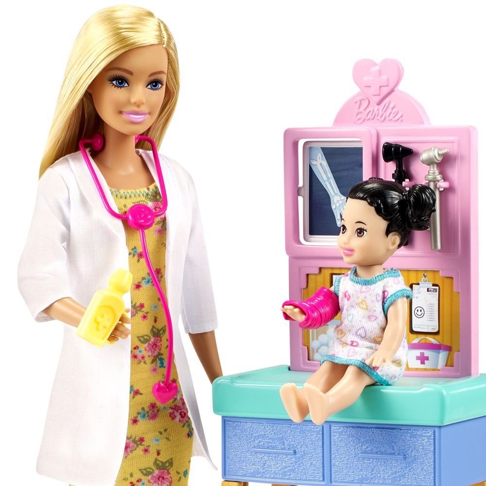 Mattel GmbH Barbie Anziehpuppe Puppe Accessoires Spiel-Set Barbie Kinderärztin mit Mattel & Möbel
