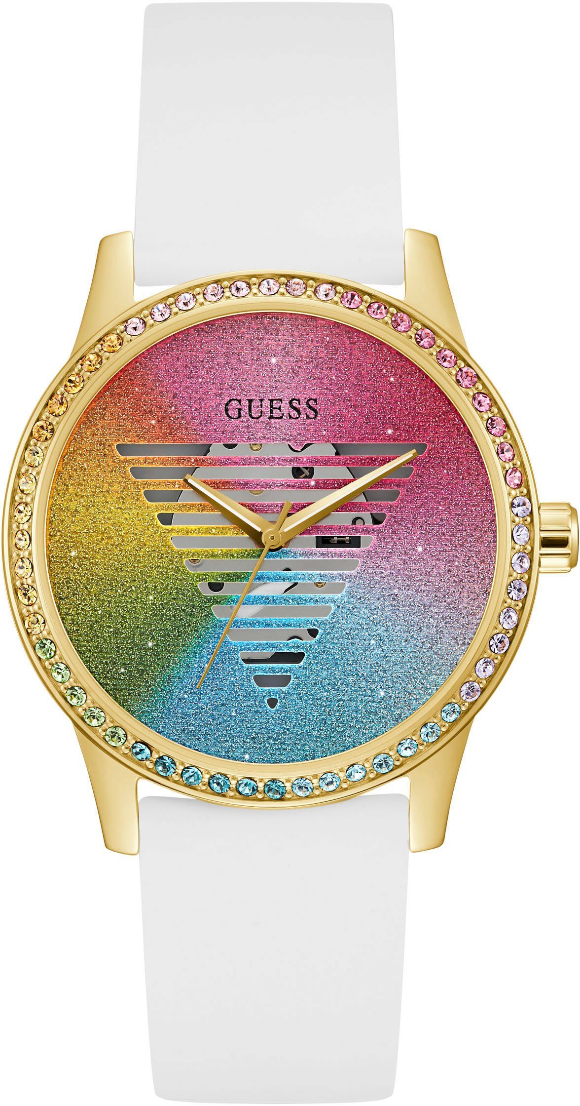 Guess Quarzuhr GW0589L1, Mit funkelnden Kristallsteinen