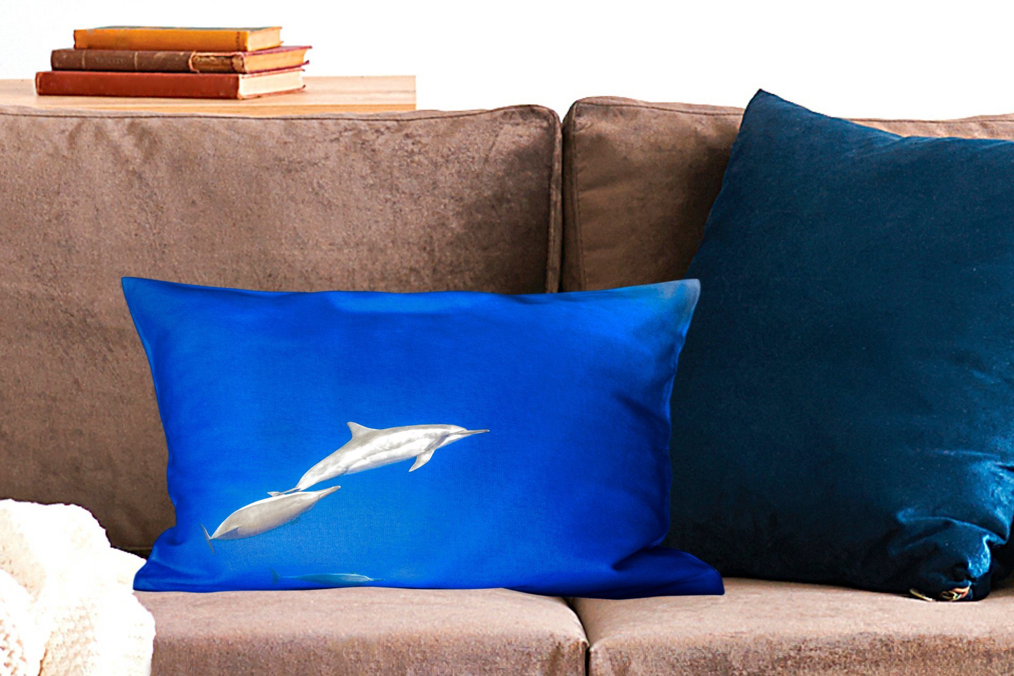 - Wohzimmer Dekokissen Tier Delfin Zierkissen, MuchoWow mit Dekokissen Füllung, Dekoration, Schlafzimmer Meer, -