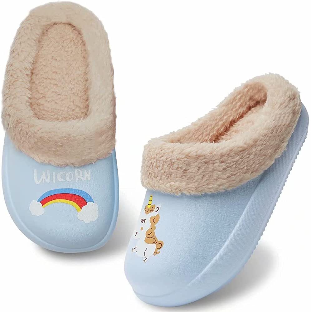 IceUnicorn Kinderhausschuhe für drinnen &draußen ideal für Freizeit, Garten& Kita Plüsch Hausschuhe (Kinderhausschuhe-Set, 1 Paar Kinder Clogs Hausschuhe) hochwertiges EVA-Material, Warmes Futter, Rutschfeste Sohle