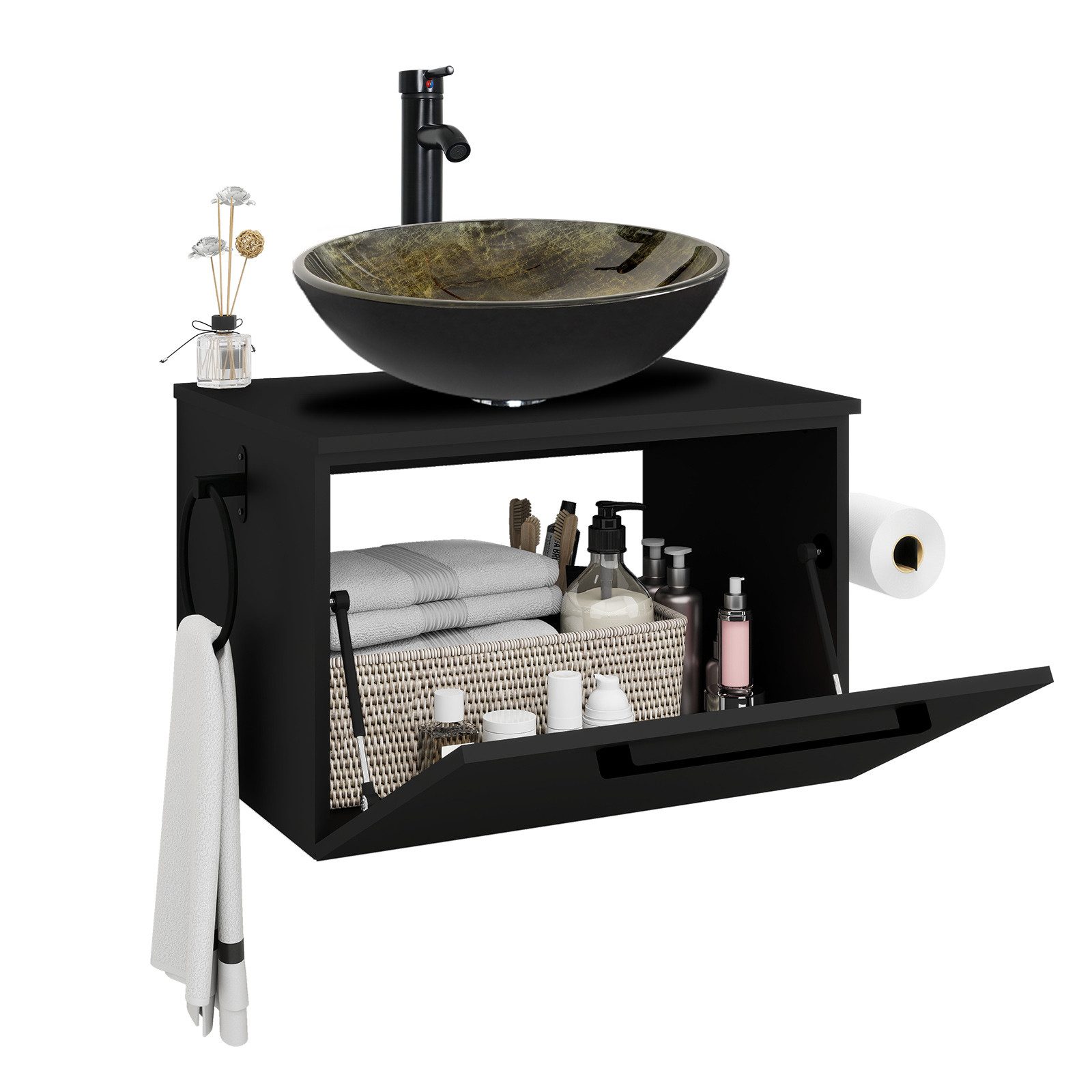 Puluomis Badezimmer-Set Waschbeckenunterschrank 60cm mit Waschbecken, (mit günstig online kaufen